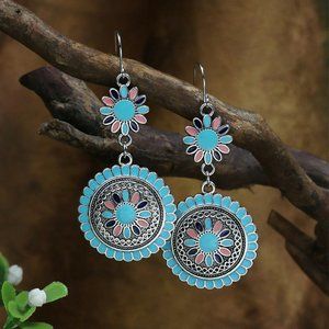 Turquoise earrings and Bohemian tassel earrings